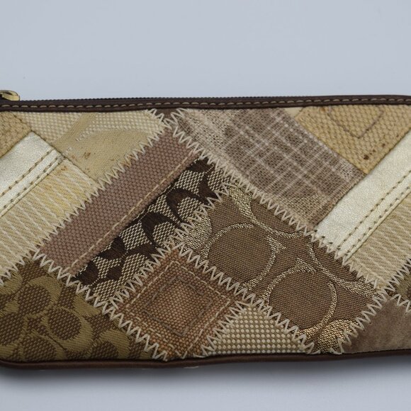 Coach Patchwork Wristlet in Brown and Tan - Picture 3 of 5